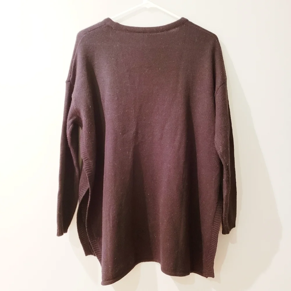 H&M Divided Black Side Slit Long Sleeve Knit Sweater - Picture 2 of 7